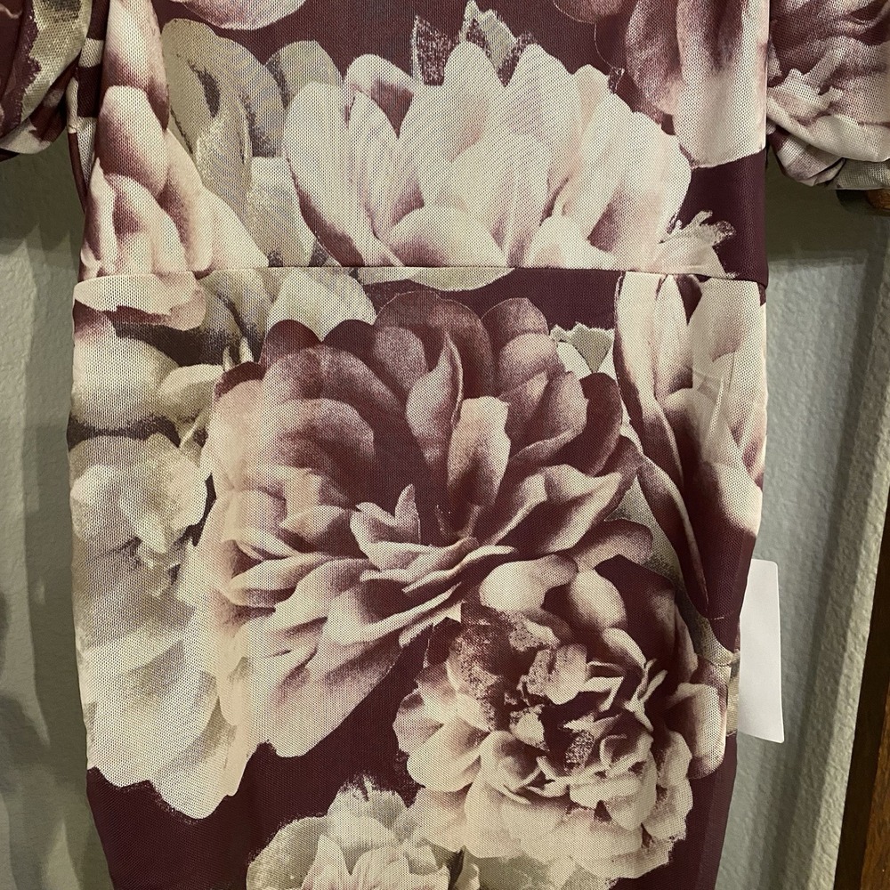 MIA JOY Bodycon Dress Womens M Stretchy Blooming Floral Drawstring Sides NWT - Picture 6 of 14